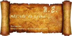 Mátéfi Erika névjegykártya